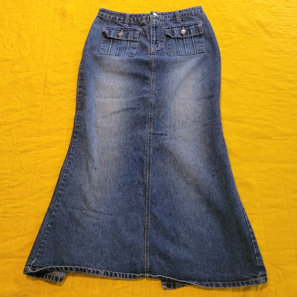 Blue Denim Maxi Skirt